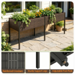 2-Section PE Rattan Raised Garden Bed, 29" Ergonomic Elevated Planter Box with Detachable Fabric Liner, 352LBS Total Capacity for Patio Backyard Vegetables Herbs - Image 9