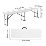 6 ft Plastic Folding Bench, Portable Bench for Indoor and Outdoor Use, Ideal for Picnics, Parties, Camping, and Dining, Foldable HDPE Seat for Versatile Activities, 1 Pack, White (Shipment from Walmart) - Image 2