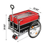Q235 steel pipe 96*75*58cm bicycle trailer rack black and red 100kg cargo trailer with handle - Image 10