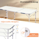 180 x 60 x 70cm Aluminum Alloy Folding Table White - Image 6