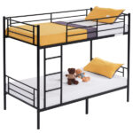 Same Code 12883671 Iron Bed Bunk Bed with Ladder for Kids Twin Size Black - Image 26