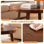 30 Inch Round Farmhouse Coffee Table with Pine Wood Legs, 2.6" Thick Tabletop Stable X-Base Accent Table Holds 220LBS for Living Room Bedroom - Image 7