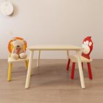 Kids Table and 2 Chairs Set, 3 Pieces Toddler Table and Chair Set, Wooden Activity Play Table Set (Lion&Monkey)-Does not support self pick up - Image 15