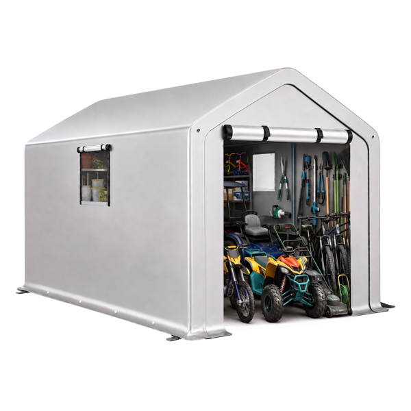 0b6e18fc-9ed8-47b7-b5d7-4a98b1df8a9b.png 8x10 FT Storage Shed with 2 Roll-up Windows, Heavy Duty Bike Tent - Image 1
