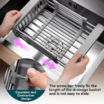 Adjustable Immersion Sink Dish Drying Rack With Stainless Steel Drain Basket - Portable And Retractable Space-Saving Fruit And Vegetable Solution(UPS/UPS logistics delivery supports self-pickup) - Image 12