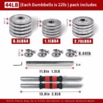 Adjustable Dumbbell Set Home Gym Cast Iron Barbell Sets with Carry Box 44lbs Office Bedroom Workout Dumbbells for Men and Women - Image 3