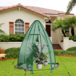 Hexagonal Mini Greenhouse with Zipper Door & Roll-Up Window, PE Cover Outdoor Plant House - Image 10