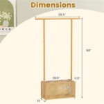 2-in-1 Bamboo Clothing Rack with Rolling Wheels & 60L Storage Basket - Image 3