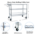 Heavy Duty Rolling Utility Cart,3 Tier Rolling Carts with Wheels,with Handle Bar & Shelf Liners,36"x18"x32"Storage Cart for Kitchen,Restaurant,Plant Display,Chrome - Image 8