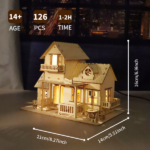 3D Wooden Puzzle Sweet Home Music Box Hands Craft Miniature Dollhouse Kits 3D Model Diy House Building with LED Night Lights Gifts for Christmas - Image 5
