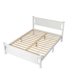 Queen Single Bunk Bed Painted + Melamine Veneer & Pine + MDF Bed Frame Vertical Striped Decorative Bed Frame 63.78*83.46*37.8in White - Image 17