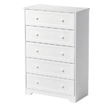 5-Drawer Cabinet with Solid Wood Veneer and Paint P2 MDF + P2 Particleboard Storage Cabinet 31.3*15.55*47.24in White - Image 4