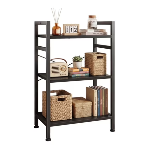 3 Tier Bookshelf, Free Standing Shelf, Bookcase Shelf Storage Organizer, Industrial Book Shelves for Home Office, Living Room, Kitchen, Black (Shipment from Walmart)
