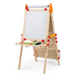 4-in-1 Kids Art Easel with Marble Run, Adjustable Height Double-Sided Drawing Easel with Paper Roll & Storage - Image 3