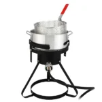13*32inch Four-Piece Set, Black Round Iron Stove Frame, Silver Aluminum 30qt Turkey Pot 10qt Fish Pot, Gas Fryer - Image 24