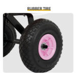 Heavy Duty Steel Wooden Side Support Cargo Wagon with 10" All-Terrain Air Tires, Up to 220lb Load Capacity, for Towing Kids Toys, Gardening Supplies, Pink - Image 4