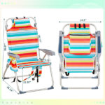 Same Code 14464082 63*70*99cm Heightened Oxford Cloth Silver White Aluminum Tube Bearing 100kg Beach Chair Rainbow Stripes - Image 14