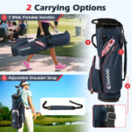 14-Way Golf Cart Bag - 6 Zippered Pockets+Cooler Pocket, Waterproof Zippers, Navy + Red - Image 7