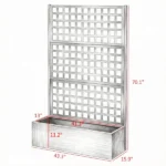 White 43" x 16" x 70" Galvanized Planter Box – Raised Garden Bed with Trellis for Vines & Climbing Veggies(Only one garden bed) - Image 2