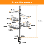 Upgraded BBQ Grill Caddy with Paper Towel Holder, Carbon Steel Griddle Storage Rack with Baskets & 10 Hooks, Rustproof Organizer with C-Clamp Base for Griddle Outdoor Table - Image 11