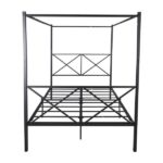 Metal Canopy Bed Frame, Platform Bed Frame Queen with X Shaped Frame Queen Black - Image 9