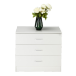 3-Drawer Wide Drawer Cabinet Particleboard Bedside Table with Textured Melamine Finish 25.98*12.99*22.05in White =75682614 - Image 8
