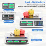 66lb/30kg Digital Produce Scale: 0.01lb/5g Precision, Dual Backlit LCD, 3 Power Options, Detachable Stainless Steel Platform for Market/Deli - Image 6