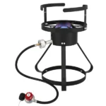 13*32inch Four-Piece Set, Black Round Iron Stove Frame, Silver Aluminum 30qt Turkey Pot 10qt Fish Pot, Gas Fryer - Image 36