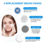 Facial Cleansing Brush, Brush for Exfoliating, IPX7 Waterproof 3 in 1 for Massaging, Deep Cleansing Rechargeable with 4 Brush Head Replacements, White - Image 6