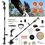 3-in-1 Cordless Electric Pole Saw & Mini Chainsaw & Grass Trimmer Kit with Adjustable Length 2Pcs 21V 1500mAh Batteries 4in/6in Chains Saw Rotatable Head, Safety Switch + Gloves/Goggle for Yard/Garden - Image 16
