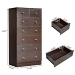 6-Tier 7-Drawer Cabinet with Matte Gold Handles Particleboard Melamine-Coated Storage Cabinet 25.98*15.75*51.57in Brown - Image 5