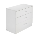 3-Drawer Wide Drawer Cabinet Particleboard Bedside Table with Textured Melamine Finish 25.98*12.99*22.05in White =75682614 - Image 3