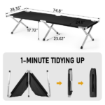 Portable Folding Camping Cot with Carrying Bag Army Black - Image 7