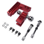 Adjustable Red Trailer Hitch Fits 2" Receiver 6" Drop Solid Tube Hitch 12500 LBS - Image 3