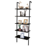 5-layer wall-mounted household steel-wood shelf, density board, iron frame, 61*30.5*182.88cm, black walnut color board, black frame - Image 10