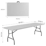 8FT Folding Picnic Table for Outdoor, Portable Fold-in-Half Plastic Dining Picnic Party Table with Carrying Handle (Shipment from Walmart) - Image 2