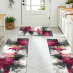 Three-piece kitchen rug set, non-slip and washable, abstract pattern kitchen hallway rug, soft and comfortable, suitable for sinks, floors, entrances, hallways and bathrooms. - Image 11
