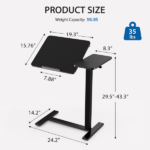 Adjustable Overbed Table with Wheels, Mobile Rolling Laptop Desk, Tilting Bedside Table for Laptop, Bed, Sofa, and Office Use, Black (Shipment from Walmart) - Image 2