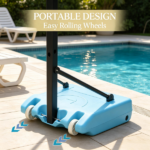 Adjustable Height Portable Basketball Hoop Stand 36.5-48.5 Inch Poolside System with Clear Backboard And Fillable Base for Whole Family - Blue Black Red - Image 4
