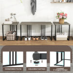 4-Piece Dining Table Set with Bench & 2 Stools, Space-Saving Nested Design, Oak - Image 5