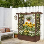 43.5*17.5*44.5 In Fir With Arched Lattice Raised Garden Bed Wooden Planting Frame Carbonized - Image 19