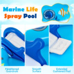 74 " Inflatable Marine Spray Pool with Shark Slide & Lighthouse Sprinkler, Kids Water Play Center for Backyard - Image 5
