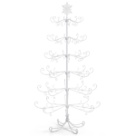 6ft White PVC Metal Artificial Christmas Tree with Snowflake Topper, No Extra Ornaments, Daily Decor Tree