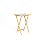 5-Piece Rubberwood Folding TV Tray Table Set of 4 with Storage Rack, Natural - Image 2