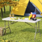 6 Foot Folding Table,Fold-in-Half Plastic Table,Indoor Outdoor Picnic Party Dining Camp Tables,White(Shipment from Walmart) - Image 6