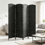 4 Panel Room Divider 70.9 Inch Tall Privacy Screen Portable Weave Partition Wall for Bedroom Coffee Space Separation - Image 5