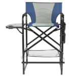 Same Code 51627668 31" Tall Directors Chair with Footrest, 4Portable Bar Height Folding Camping Chair with Built-in Cup Holder, Side Table, Storage Pocket, Gray & Navy - Image 5