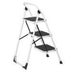 Home Use 3-Step Short Handrail Iron Ladder Black & White - Image 8