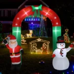 8ft with Santa Snowman 7 Lights Inflatable Festive Arch Decoration - Image 13