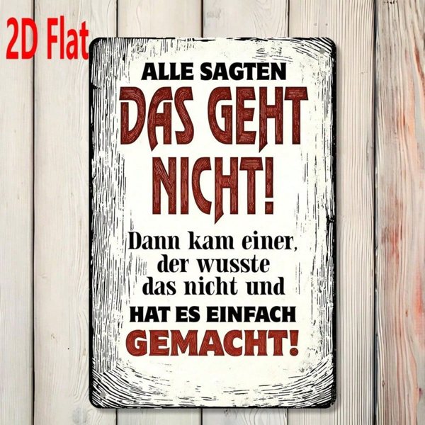 CIFbuy 1pc German Motivational Quote Metal Sign, Everyone Said" It Couldn't Be Done, Text 2D Flat Unframed Wall Decor 7.87x EveikTok, EveikTok, t Self-pickup Logiopics